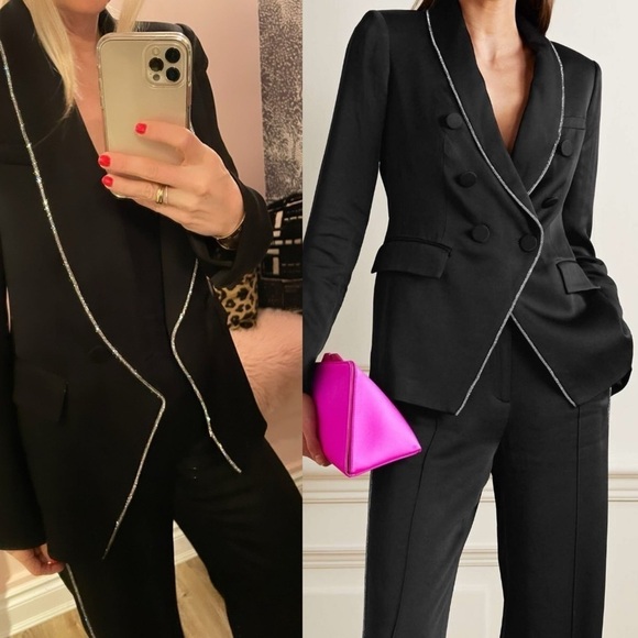 VERONICA BEARD Jagger Crystal Trim Dickey Jacket in Black Size 2 - Picture 5 of 15